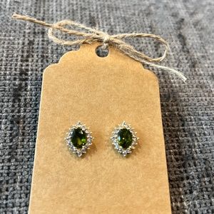 Green Emerald Elegance Earrings- 14K gold plated/cubic zirconia